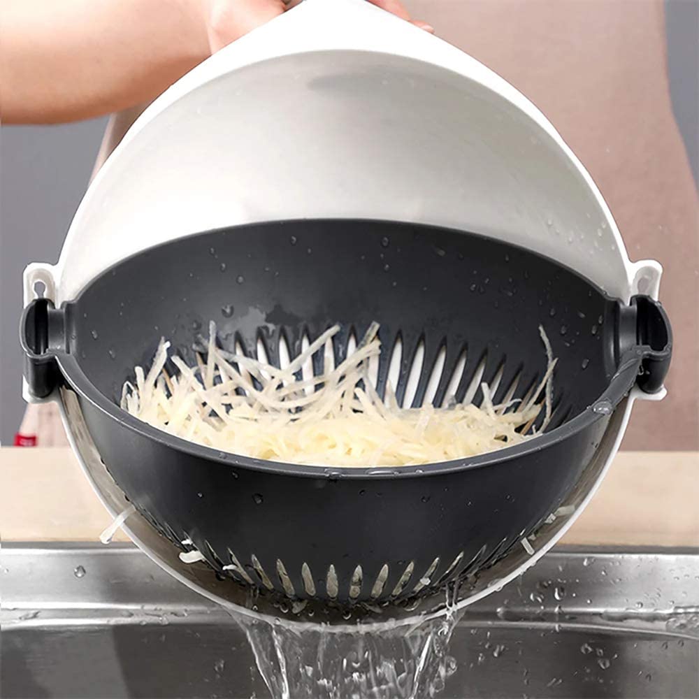 9-in-1 Gemüseschneider mit Abtropfsieb & 7 Edelstahlaufsätzen
