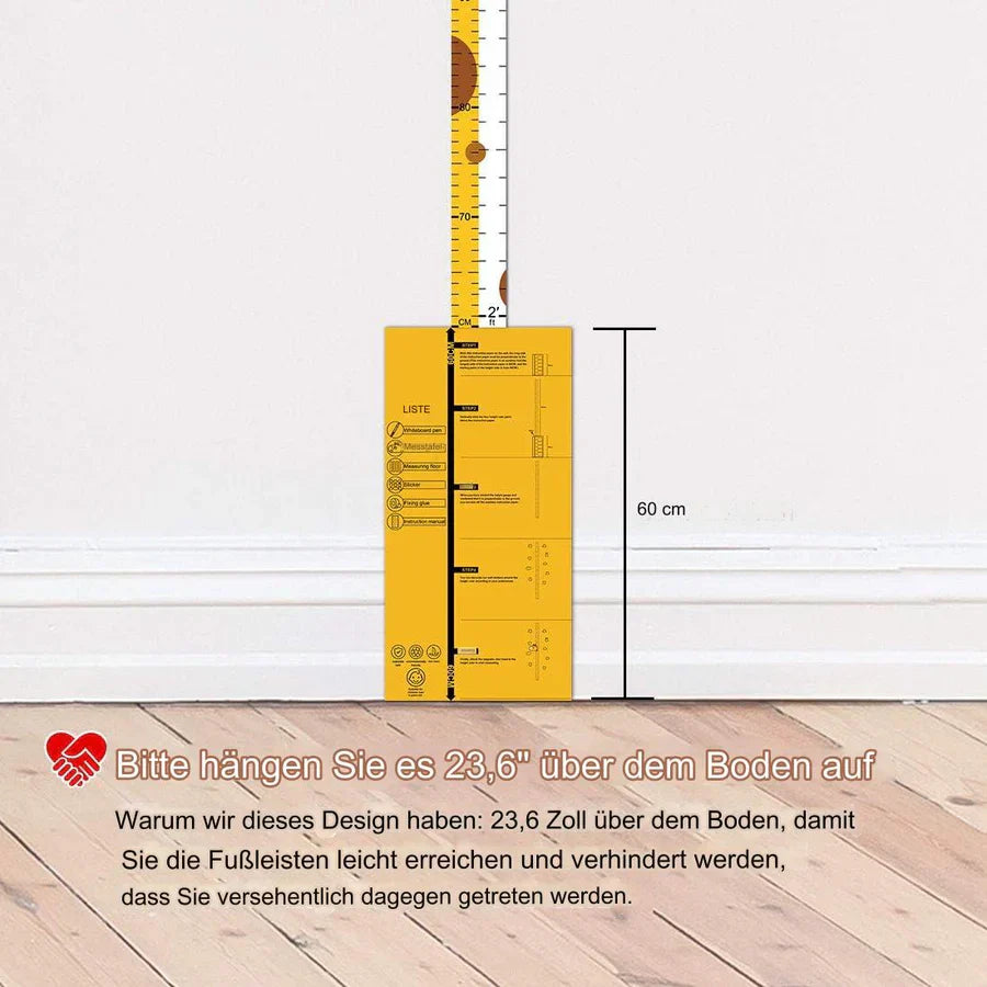 Kinder Messlatte Giraffe - Magnetische Höhentafel Kinderzimmer 120cm