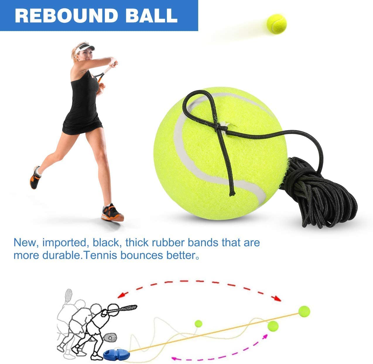 Tennis Trainingsgerät mit Rückspielball für Solo Training zu Hause