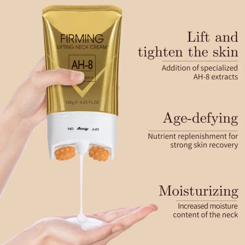Straffende Halscreme mit Massageroller – Anti-Aging Halspflege