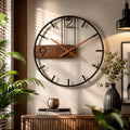 Wanduhr Walnussholz Edelstahl – modernes minimalistisches Design