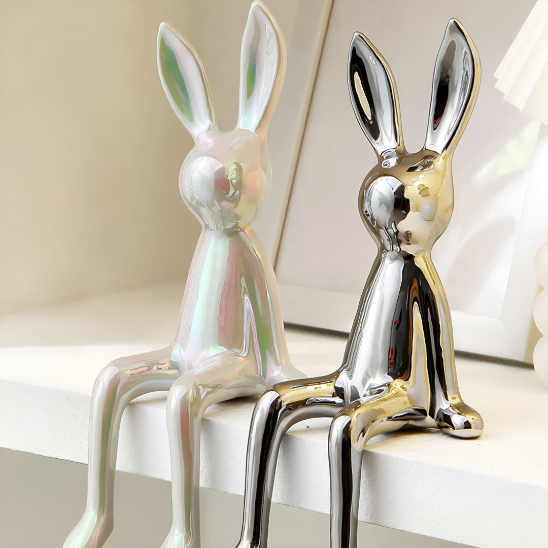 Keramik Hase Deko – Elegante Hasenfigur für Wohnzimmer & Regal