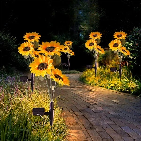 Solar Gartenleuchten Sonnenblumen LED Warmweiß IP65 Wetterfest