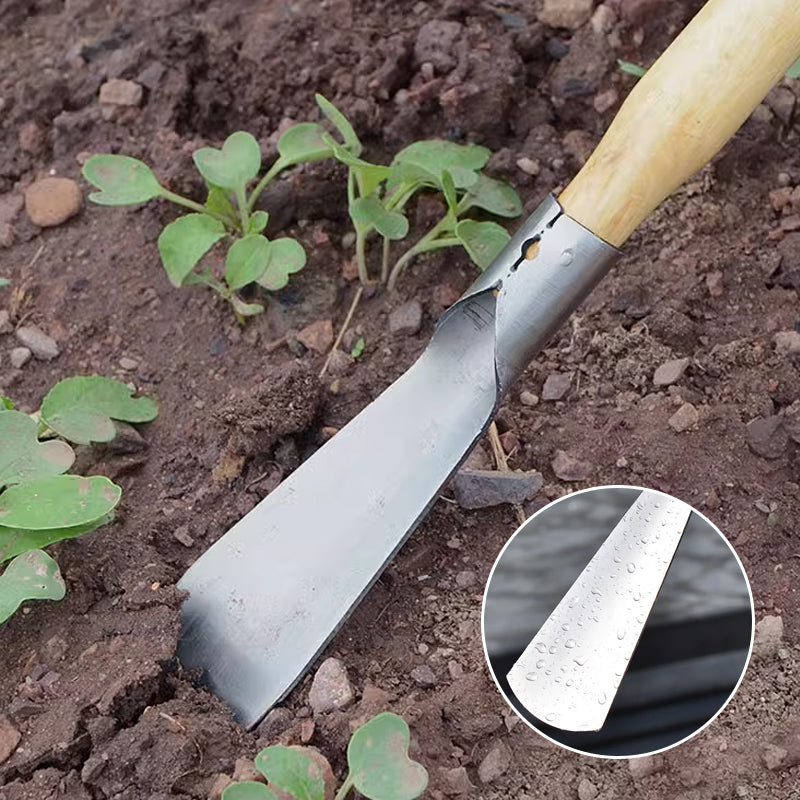 Edelstahlspaten mit Holzgriff - Gartenwerkzeug für harte Böden