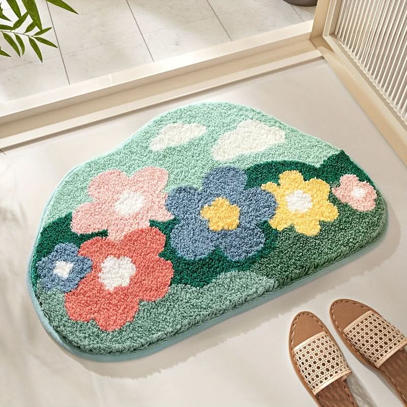 Absorbierende Badmatte mit Blumenmuster – rutschfest & weich