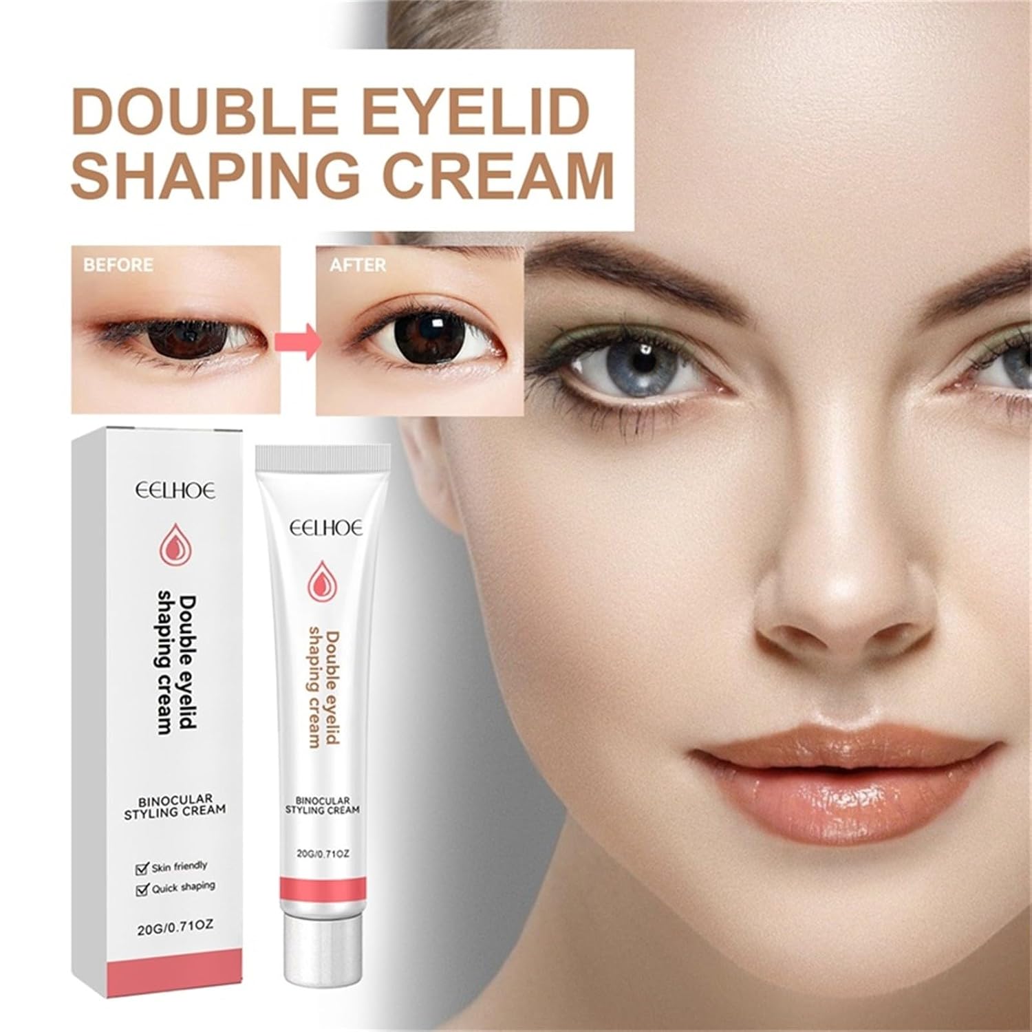 Doppel-Lid-Styling-Creme für natürliche Lidfalte - Transparent