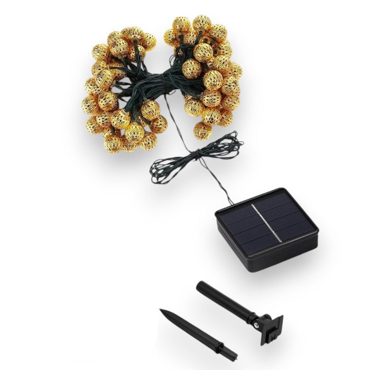 Marokkanische Solar-Lichterkette 12m – 100 LED-Kugeln warmweiß