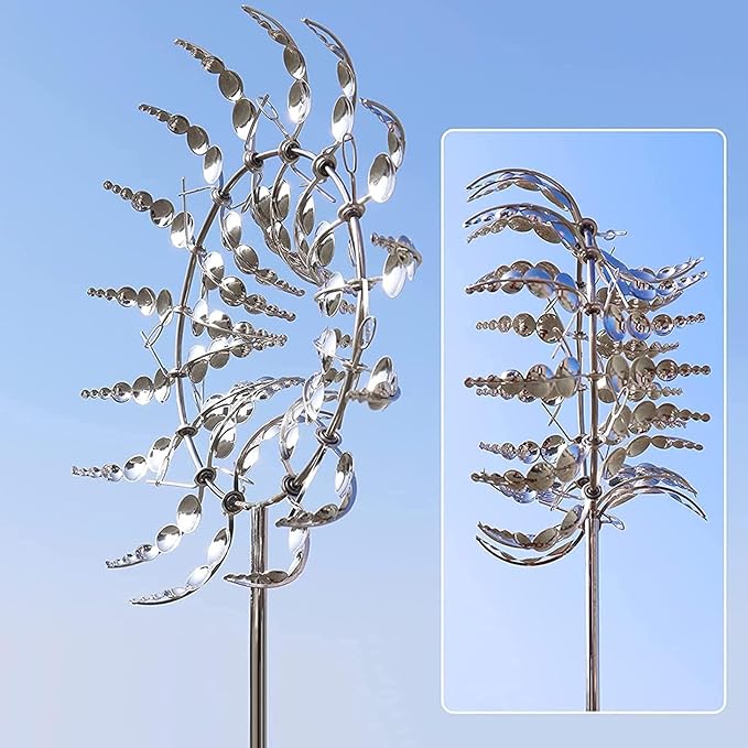 Windmühle Gartendeko Metall - Windspiel mit 18 Flügeln geräuschlos