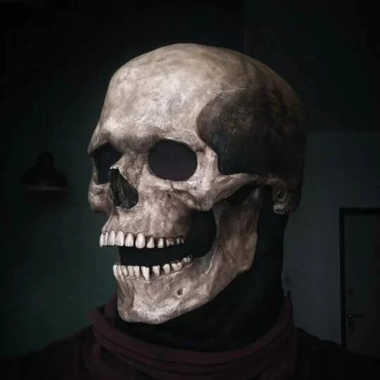 Realistische Totenkopfmaske mit beweglichem Kiefer für Halloween