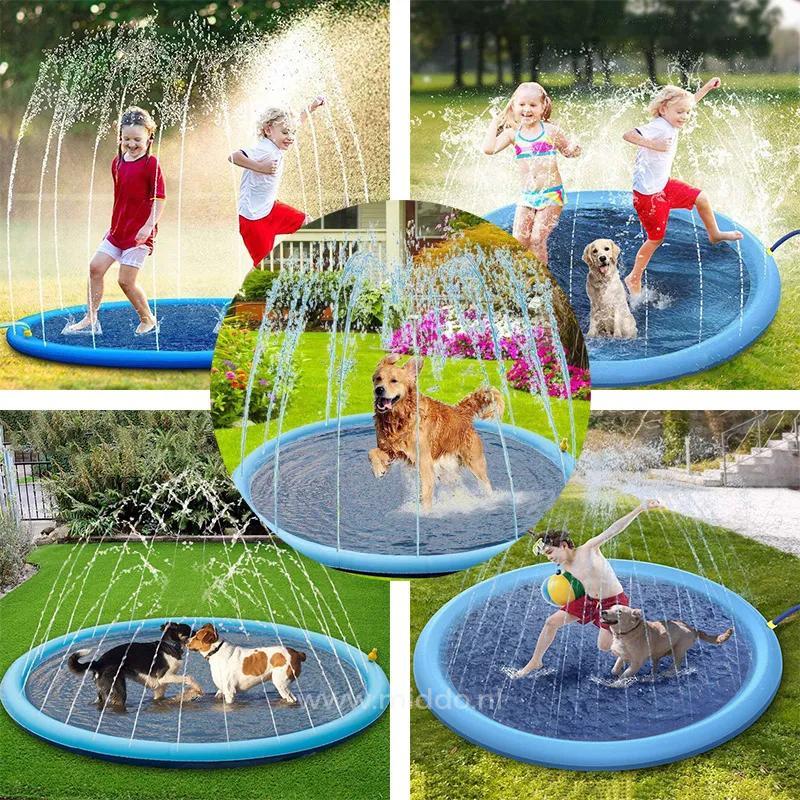 Wasserspielmatte für Garten - Sprinkler Matte für Kinder und Haustiere