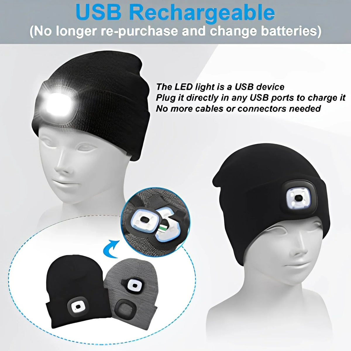 Beanie Mütze mit LED-Licht – warm und beleuchtet für draußen