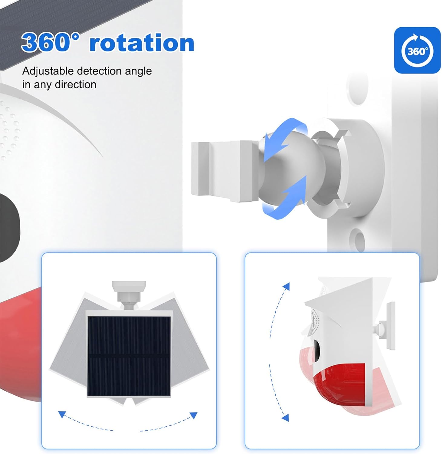 Solarbetriebener Bewegungsmelder mit Alarmsirene & LED-Warnlicht – IP65