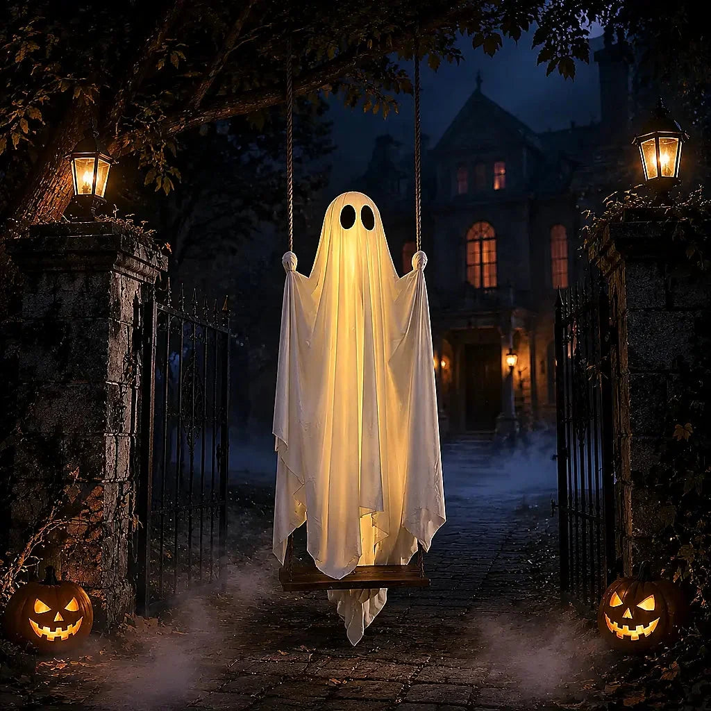 Leuchtende Halloween Geist Dekoration mit Bewegung und Fernbedienung