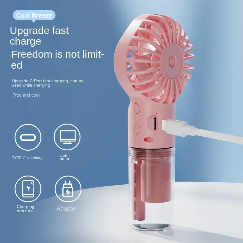 Mini Ventilator mit Sprühfunktion - USB aufladbar & mobil