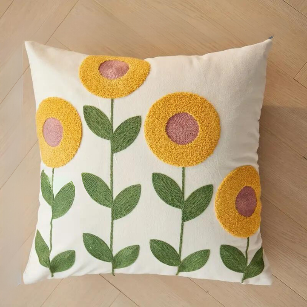 Kissenbezug 45x45 cm Blumenmuster Mikrofaser Baumwolle