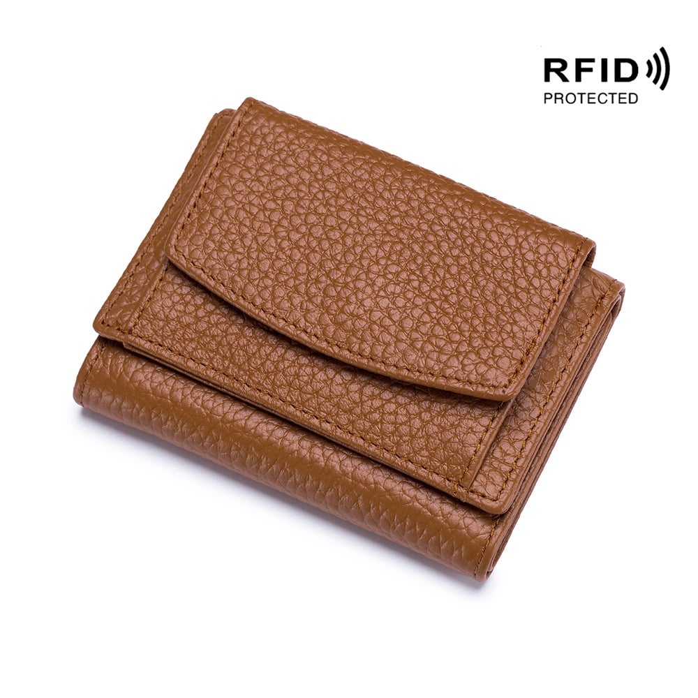 Kompakte RFID-Schutz Geldbörse Unisex Leder Mini Portemonnaie