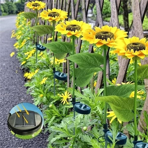 Solar Gartenleuchten Sonnenblumen LED Warmweiß IP65 Wetterfest