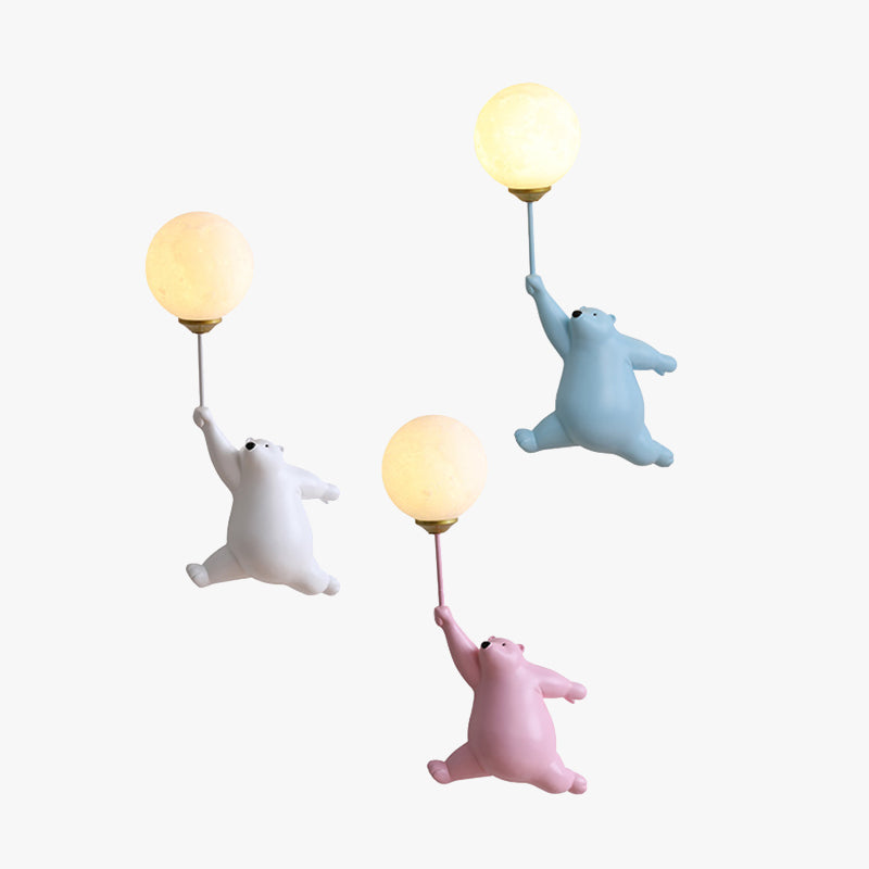 LED Wandlampe Bär mit Ballon – Warmweiße Kinderlampe für Kinderzimmer
