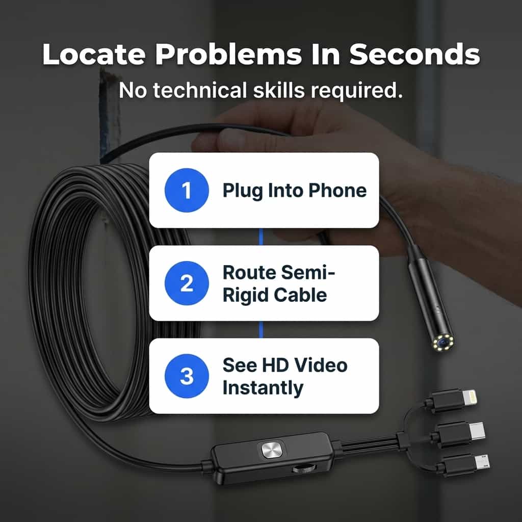 HD Inspektionskamera mit 5m Kabel – Endoskop für Smartphone