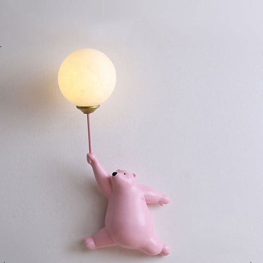 LED Wandlampe Bär mit Ballon – Warmweiße Kinderlampe für Kinderzimmer