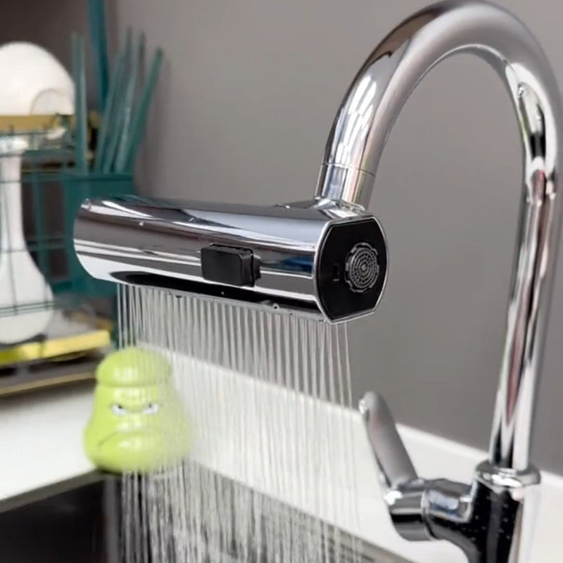 Wasserhahn-Aufsatz spritzfrei mit Brause – Edelstahl Strahlregler für die Küche