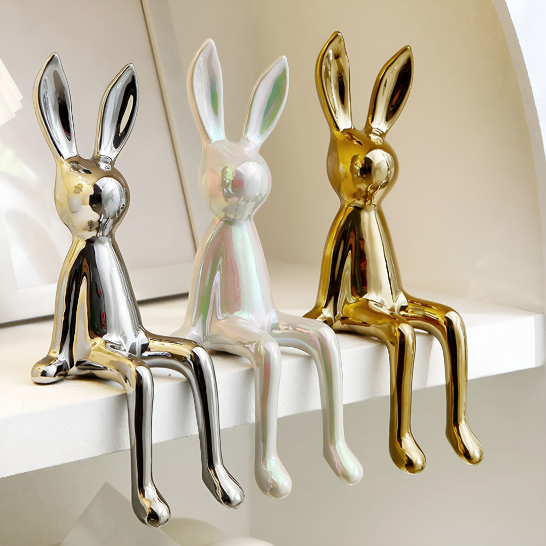 Keramik Hase Deko – Elegante Hasenfigur für Wohnzimmer & Regal