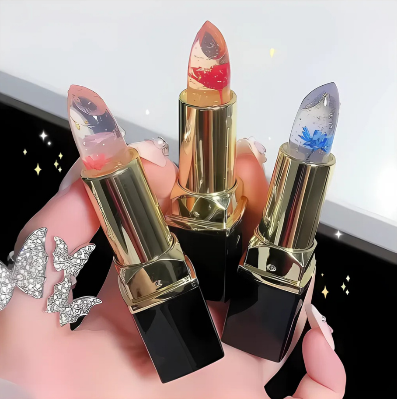 Farbwechselnder Lippenstift - Transparenter Blumenlippenstift mit Farbwandel