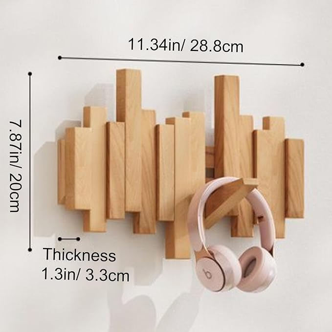 Wandgarderobe Holz mit Klappbaren Haken im Klavierdesign – Massivholz