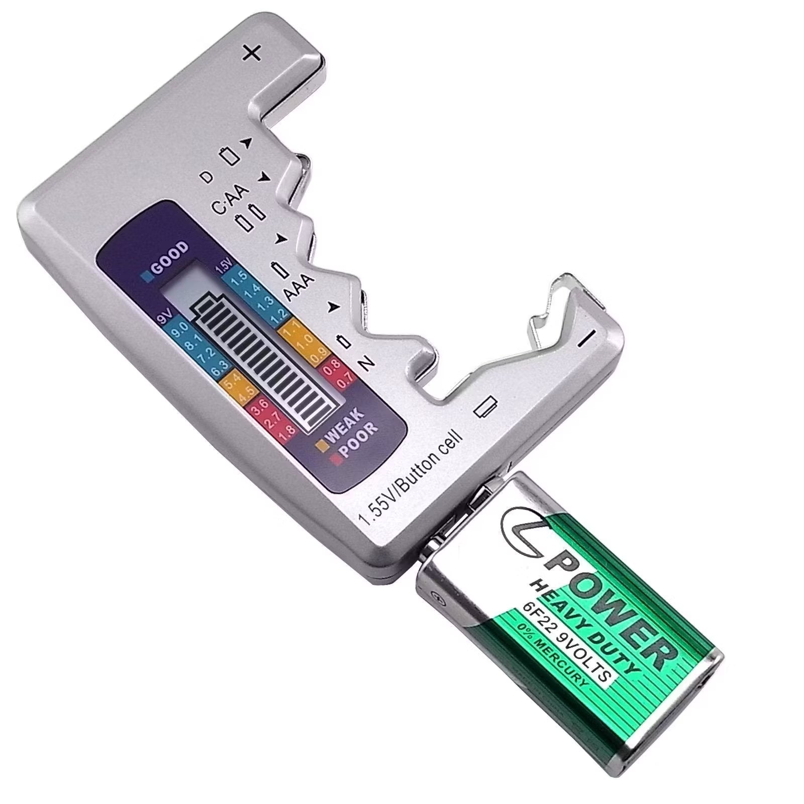 Batterietester für AA, AAA, C, D & 9V – Präziser Ladezustand-Checker