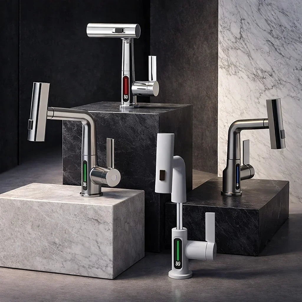 Wasserhahn Aufsatz mit LED Temperaturanzeige und 5 Sprühmodi