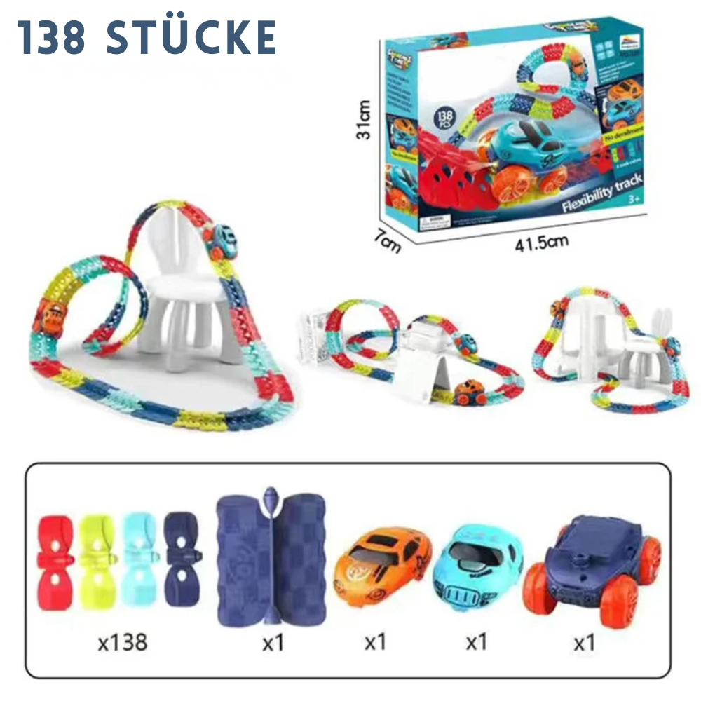 Flexible Autorennbahn Baukasten für Kinder ab 3 Jahren