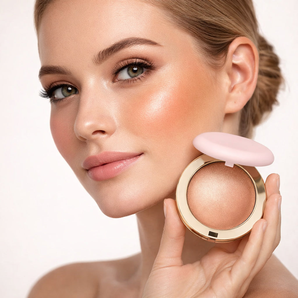 2-in-1 Blush Highlighter Puder mit Hyaluronsäure und Spiegel