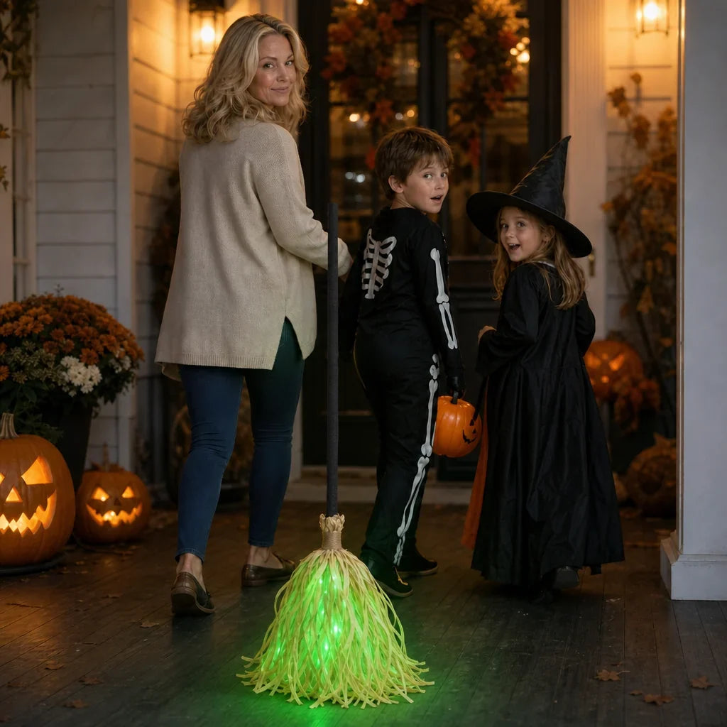 Beweglicher Hexenbesen Halloween Dekoration mit Licht und Sound