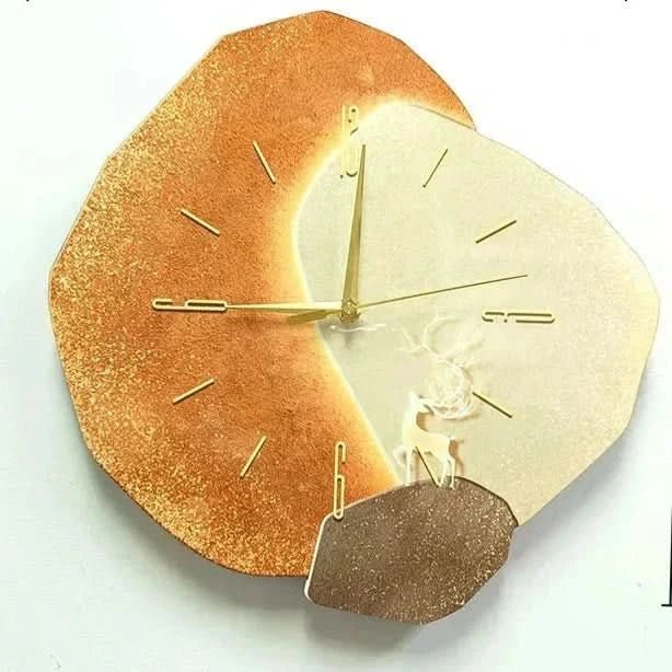 Moderne Holz-Wanduhr mit lautlosem Uhrwerk und USB-Beleuchtung