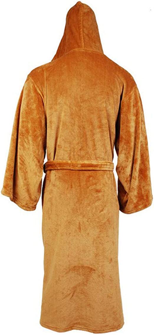 Langer Flanell-Bademantel mit Kapuze für Herren – warm und saugfähig