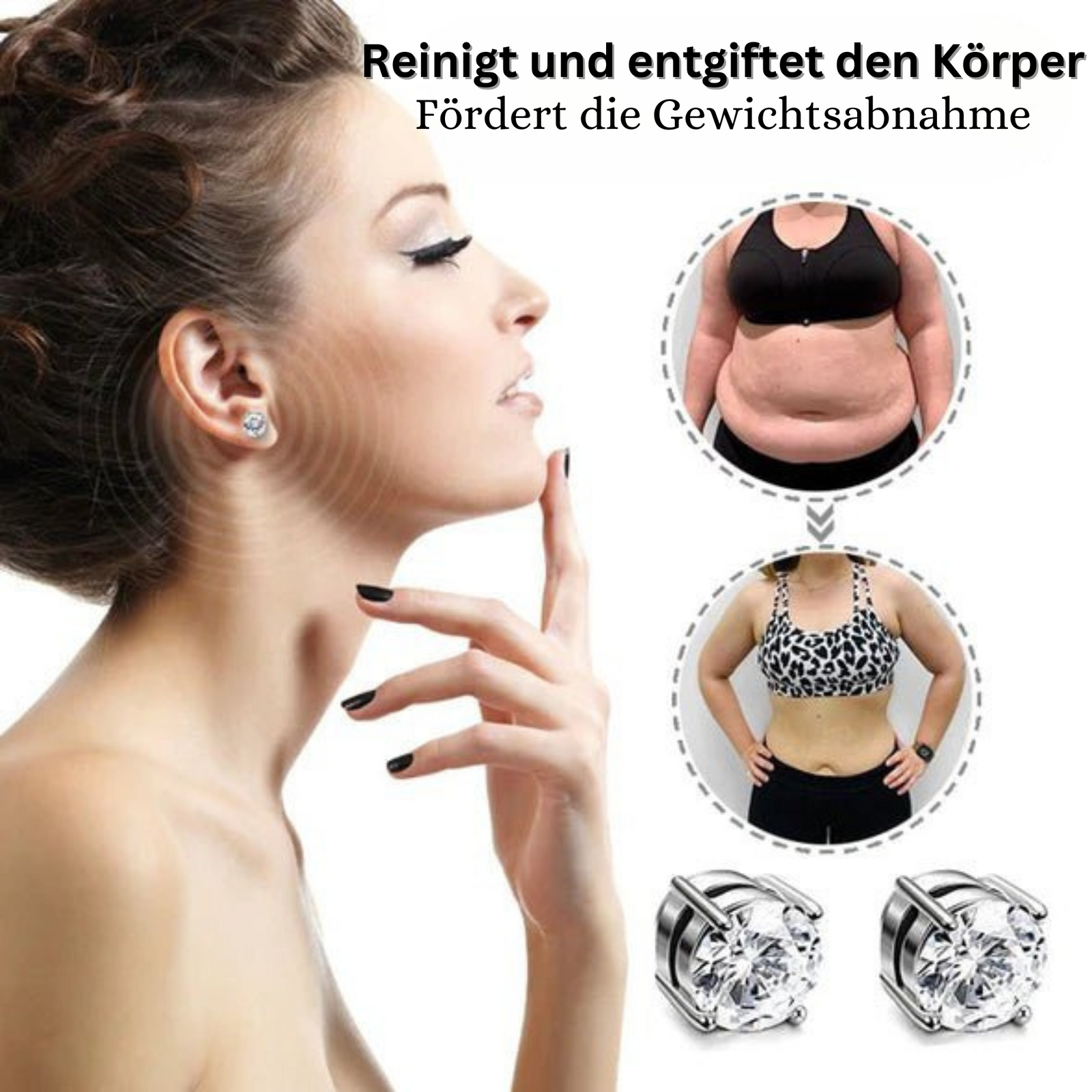Magnetische Akupunktur-Ohrringe mit negativen Ionen für tägliches Wohlbefinden