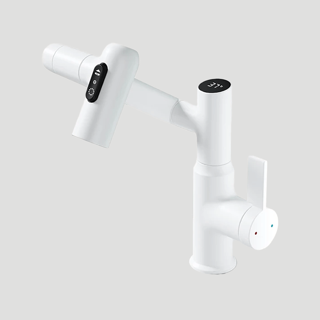 Wasserarmatur mit LED-Temperaturanzeige und 360° Schwenkarm