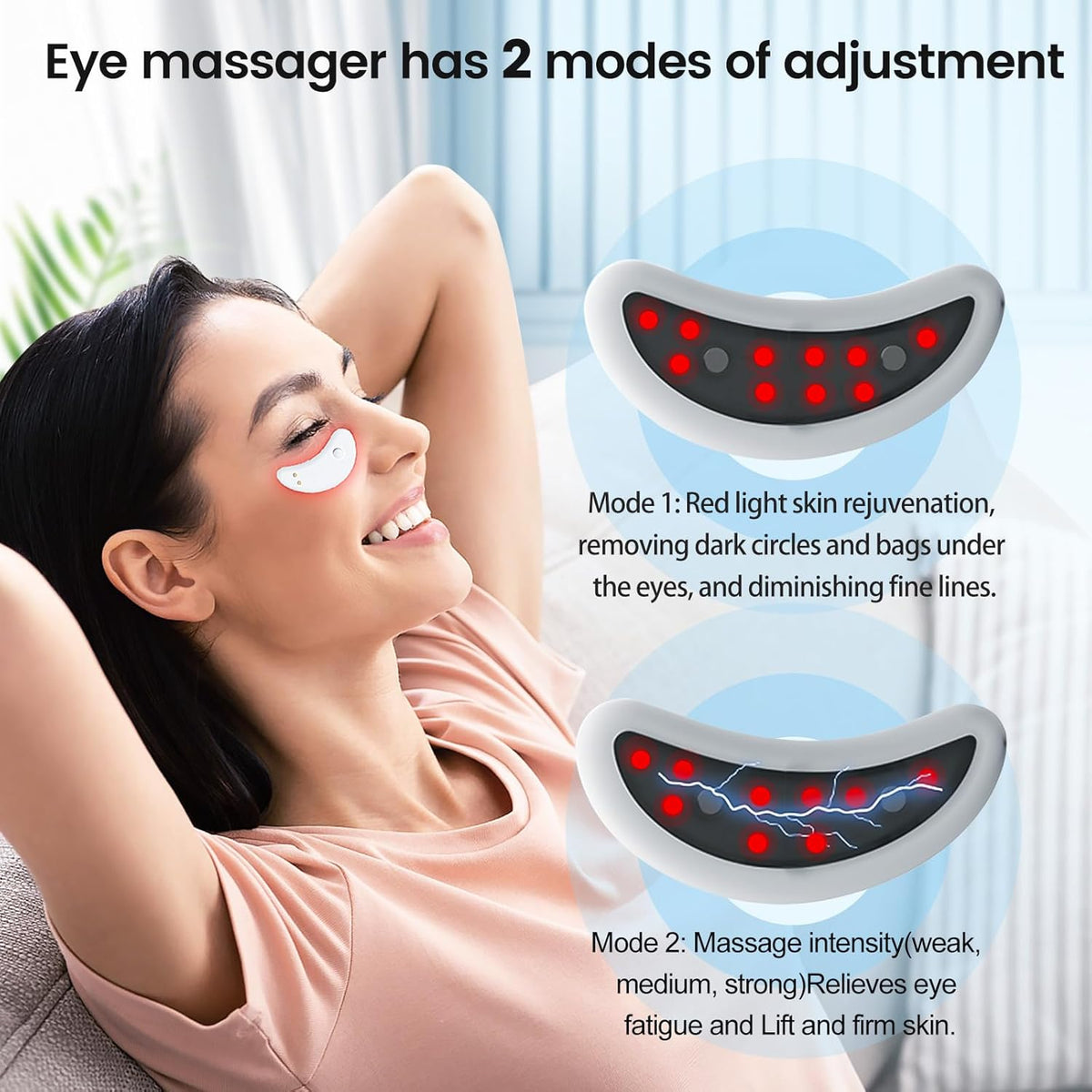 Augenmassagegerät mit Rotlicht und Mikroströmung für die Augenpartie