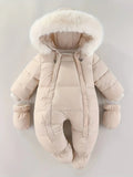 Winterstrampler mit Kapuze und Kunstfell für 0–12 Monate