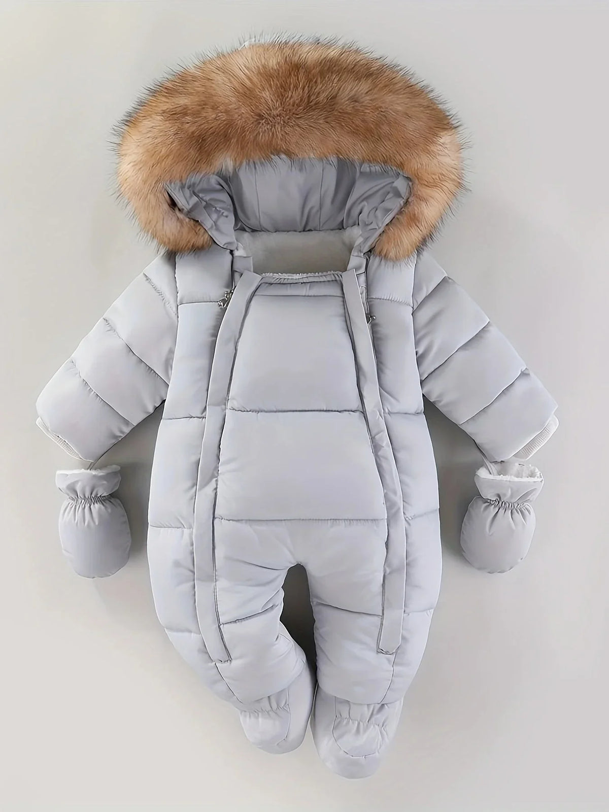 Winterstrampler mit Kapuze und Kunstfell für 0–12 Monate