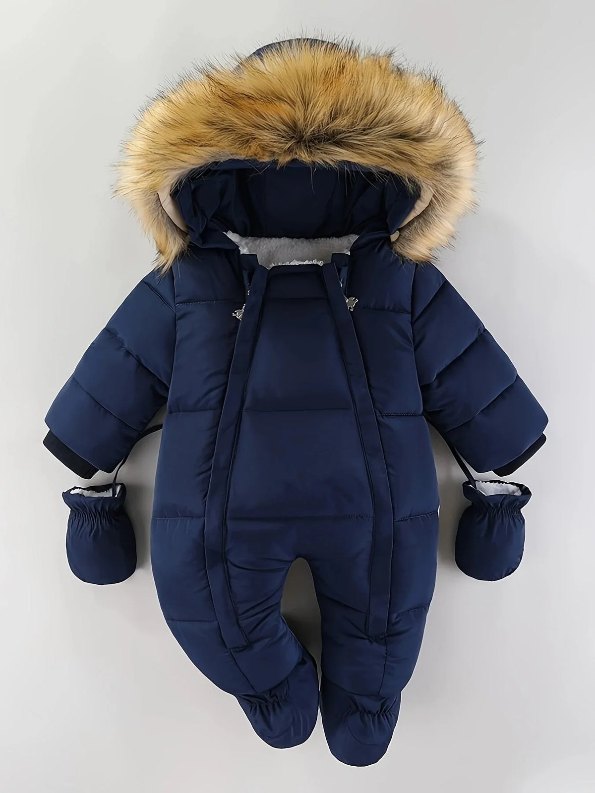Winterstrampler mit Kapuze und Kunstfell für 0–12 Monate