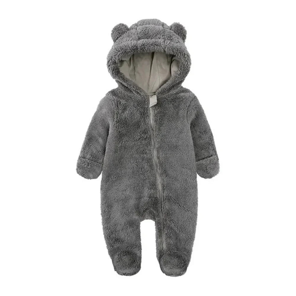 Baby Schneeanzug mit Kapuze und Bärenohren – warm und kuscheliger Winter