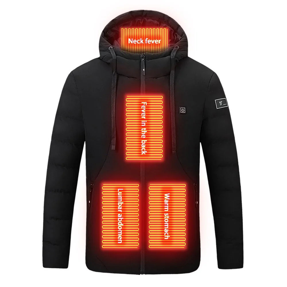 Beheizte Kapuzenjacke mit USB-Anschluss – 4 Heizzonen