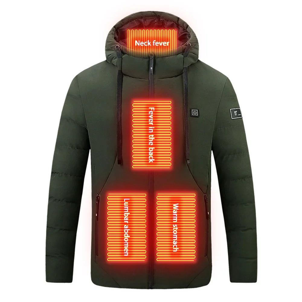 Beheizte Kapuzenjacke mit USB-Anschluss – 4 Heizzonen