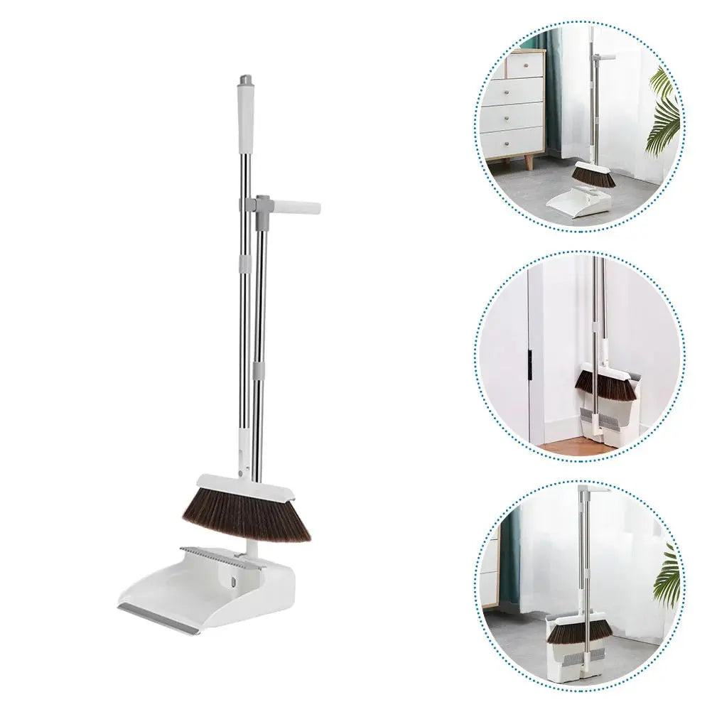 Besen Kehrschaufel Set mit langem Stiel verstellbar 120cm