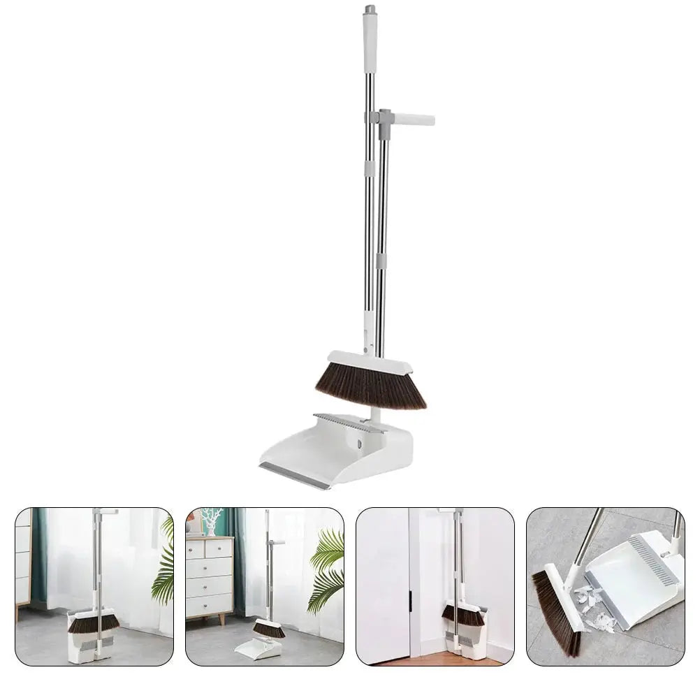 Besen Kehrschaufel Set mit langem Stiel verstellbar 120cm