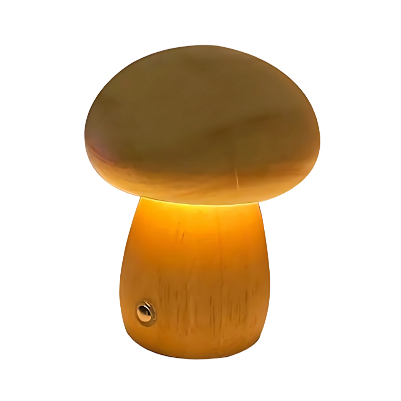 Pilz-Nachtlicht aus Holz – dimmbar und USB-aufladbar