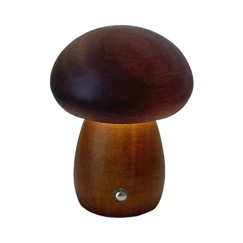 Pilz-Nachtlicht aus Holz – dimmbar und USB-aufladbar