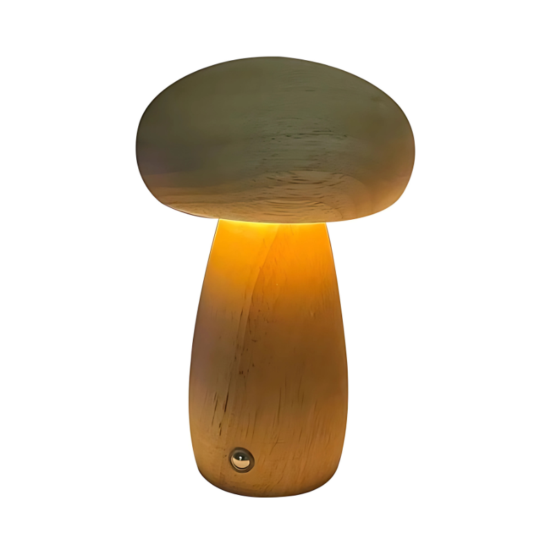 Pilz-Nachtlicht aus Holz – dimmbar und USB-aufladbar