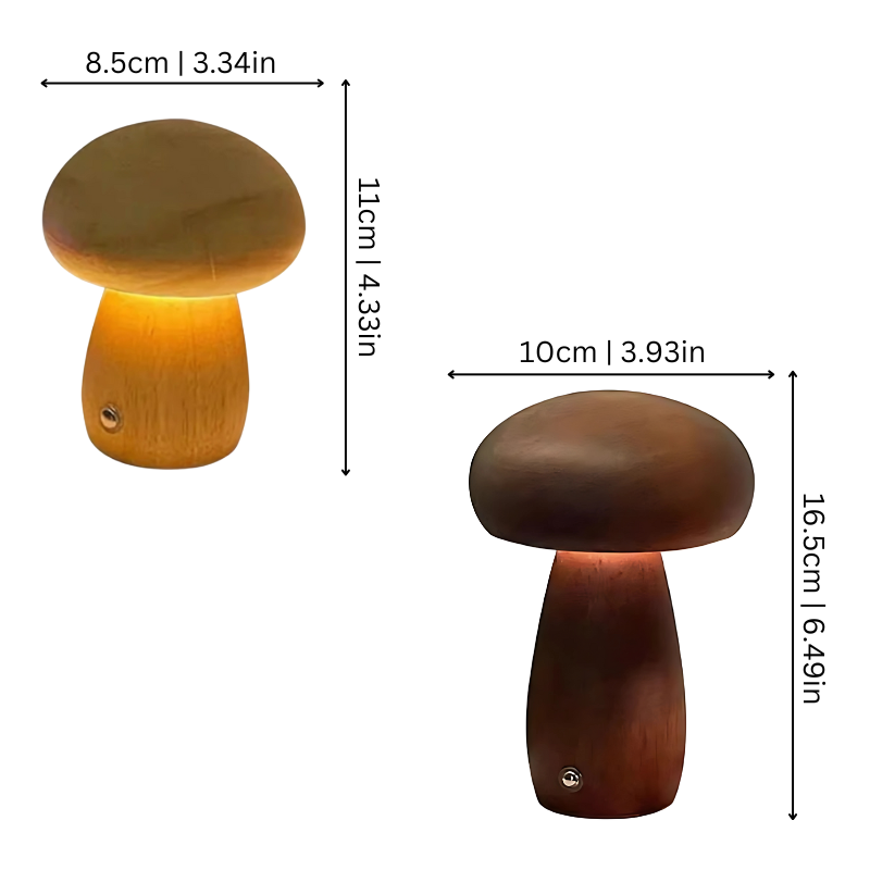 Pilz-Nachtlicht aus Holz – dimmbar und USB-aufladbar